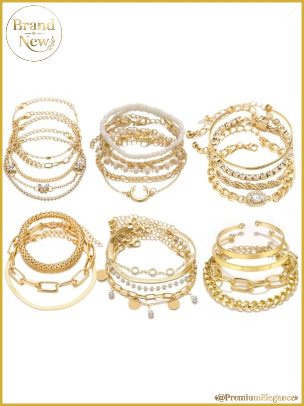 28 Pc Gold Plated Chain Bracelet Set for Women Layered Bangle Anklet Jewelry